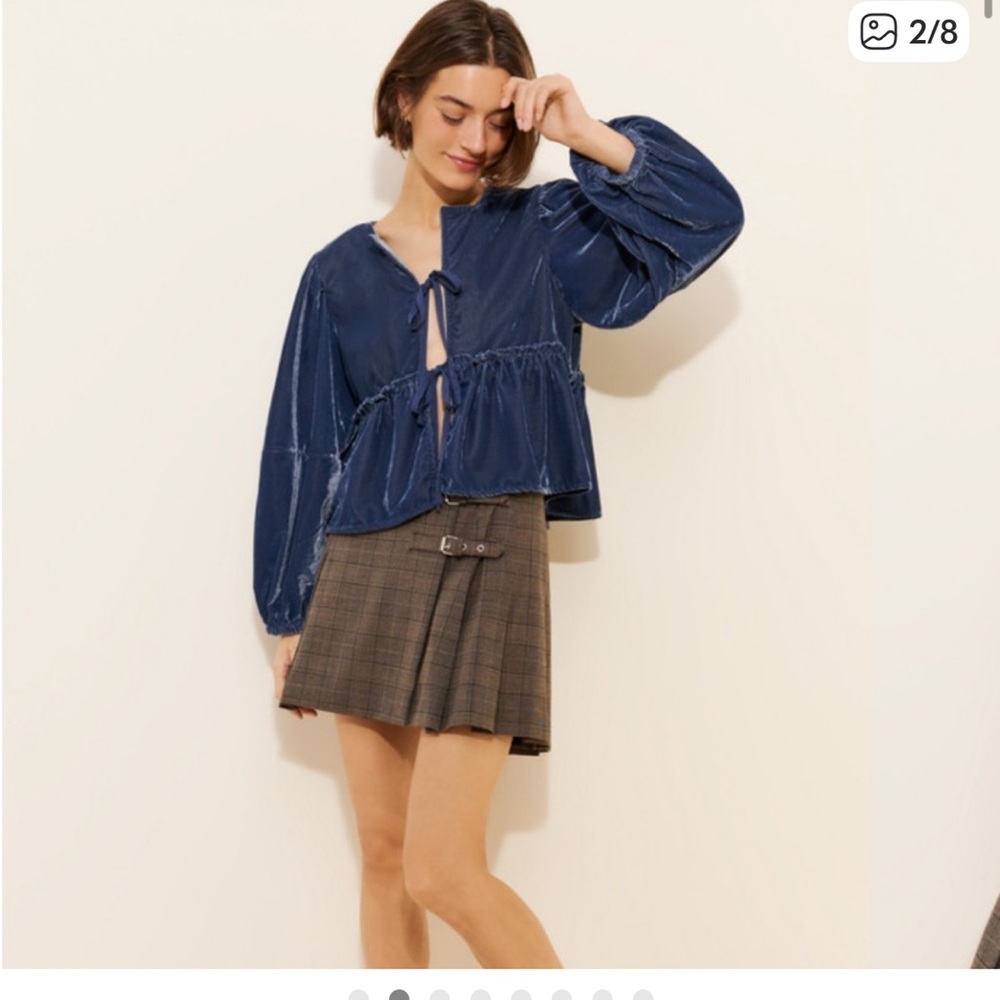 Free People Brunch Babe Velvet Blouse